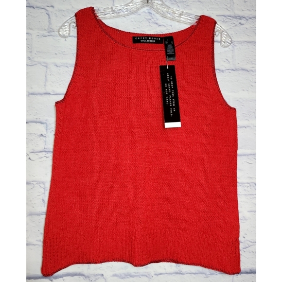 Crazy Horse Sweater Tank Size XL Red Scoop Neck Sleeveless Knit Business Causal - Picture 1 of 8